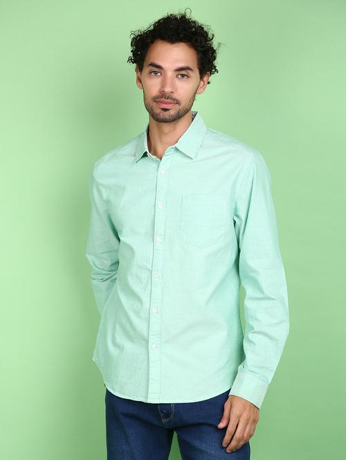 green cotton casual shirt - 21154629 -  Standard Image - 0