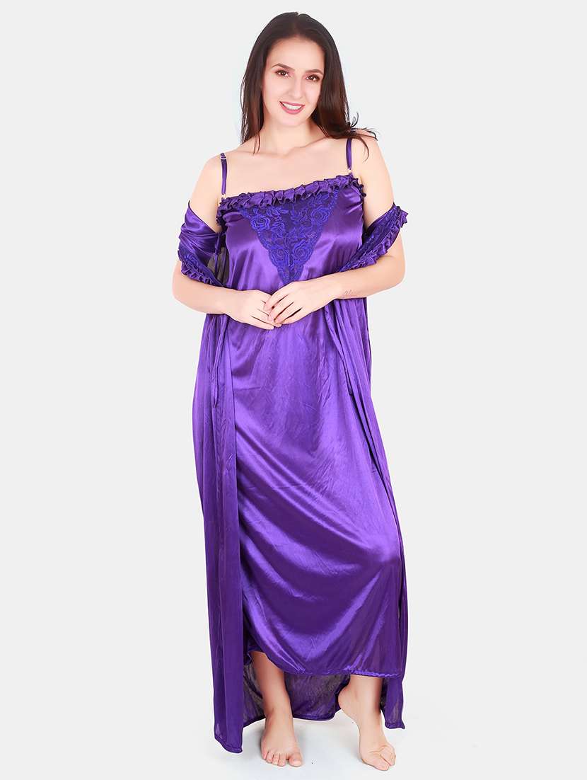women lace detailed nighty with shrug - 21155523 -  Standard Image - 1