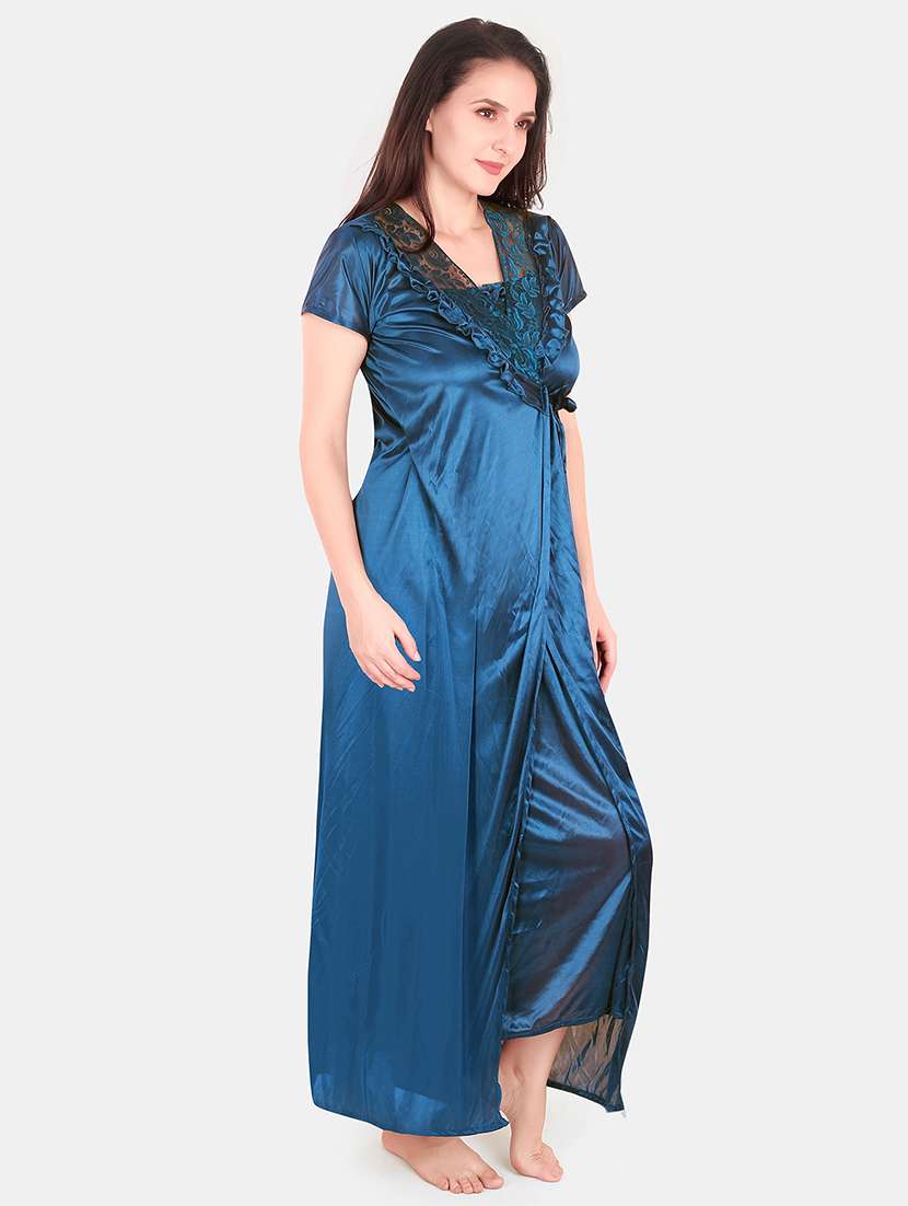 women lace detailed nighty with shrug - 21155524 -  Standard Image - 4