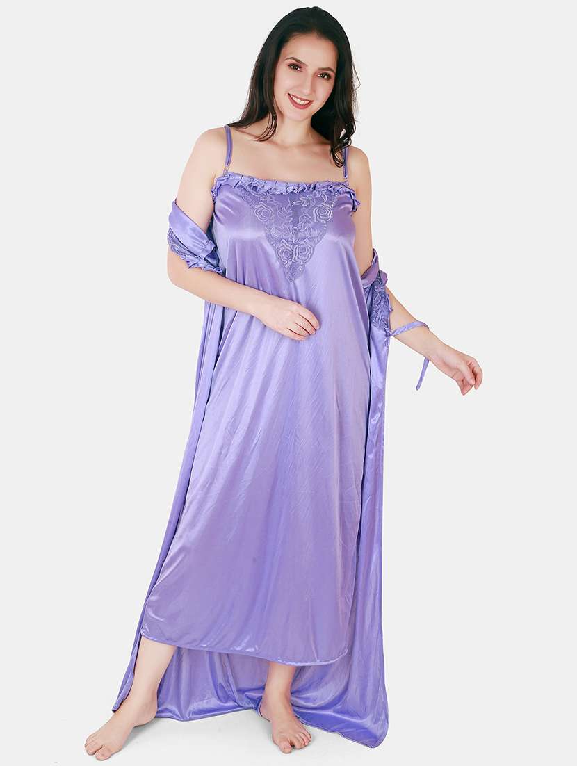women lace detailed nighty with shrug - 21155528 -  Standard Image - 1