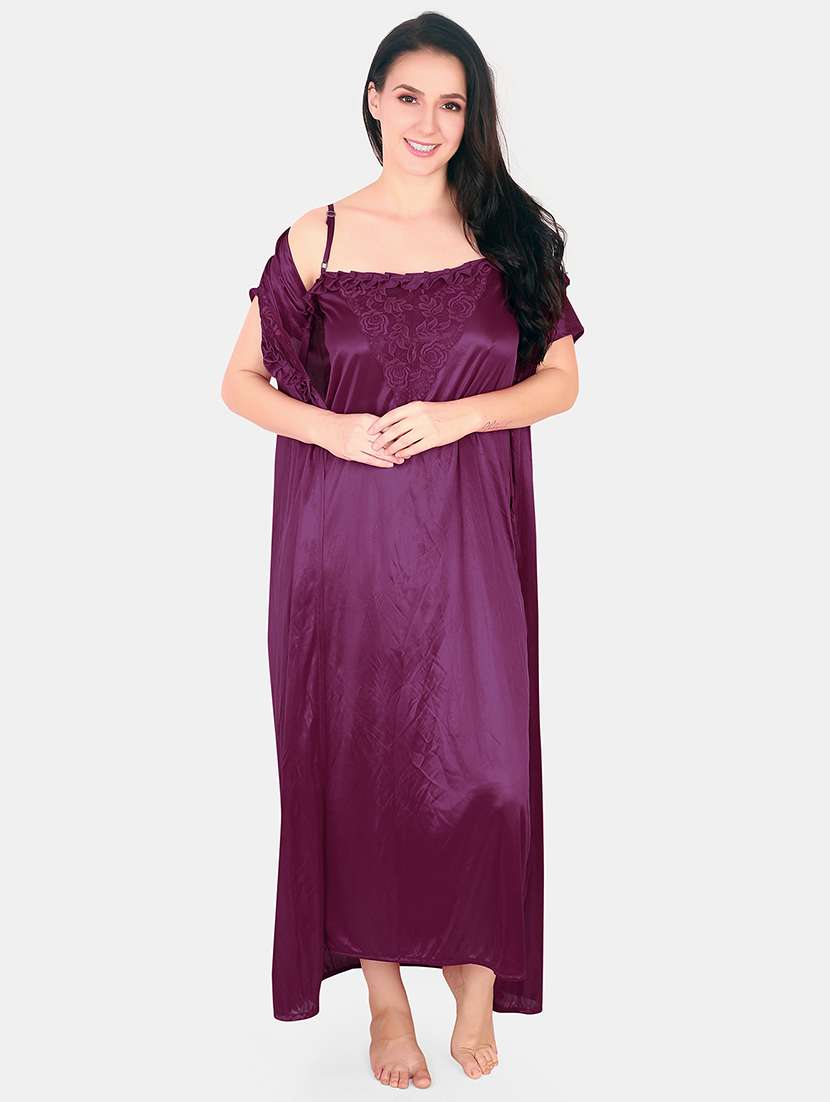 women lace detailed nighty with shrug - 21155530 -  Standard Image - 1