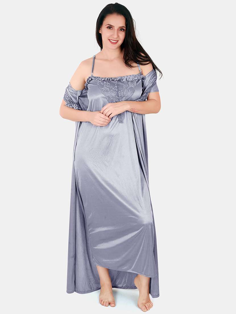 women lace detailed nighty with shrug - 21155534 -  Standard Image - 1