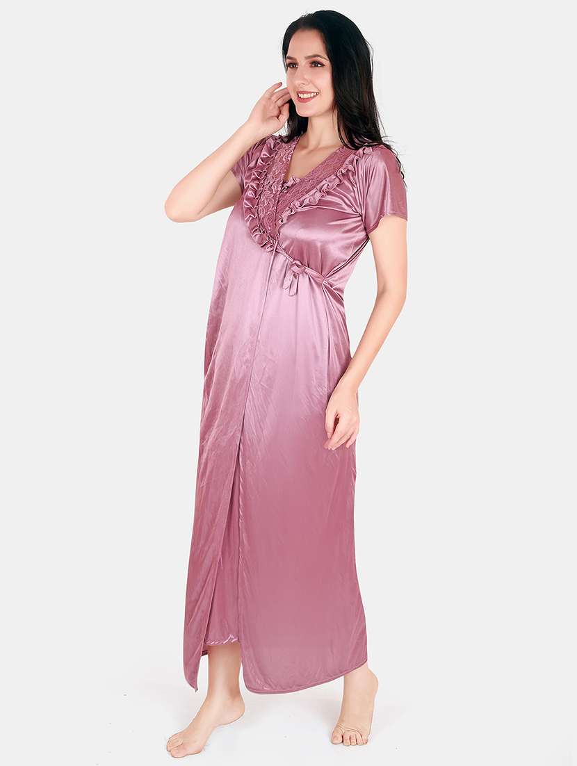 women lace detailed nighty with shrug - 21155537 -  Standard Image - 4