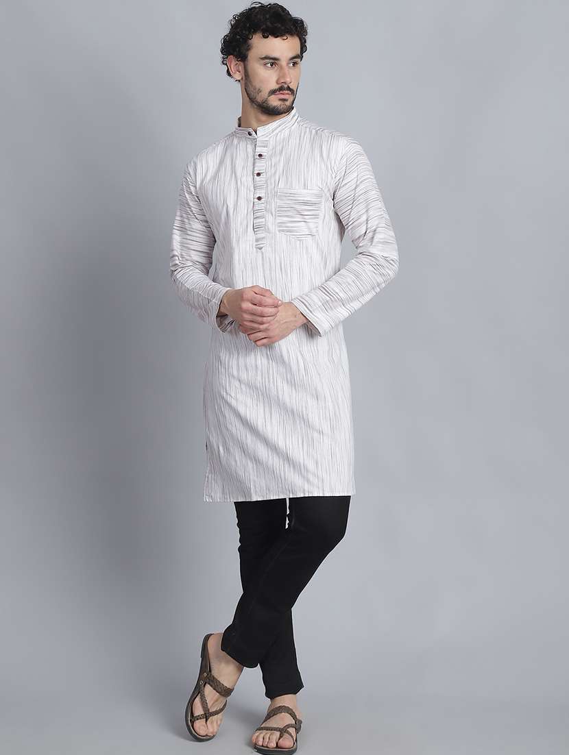 men self design cotton long kurta