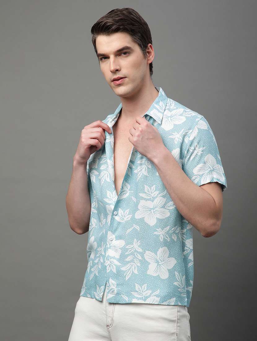 light blue rayon casual shirt - 21155987 - Standard Image - 1
