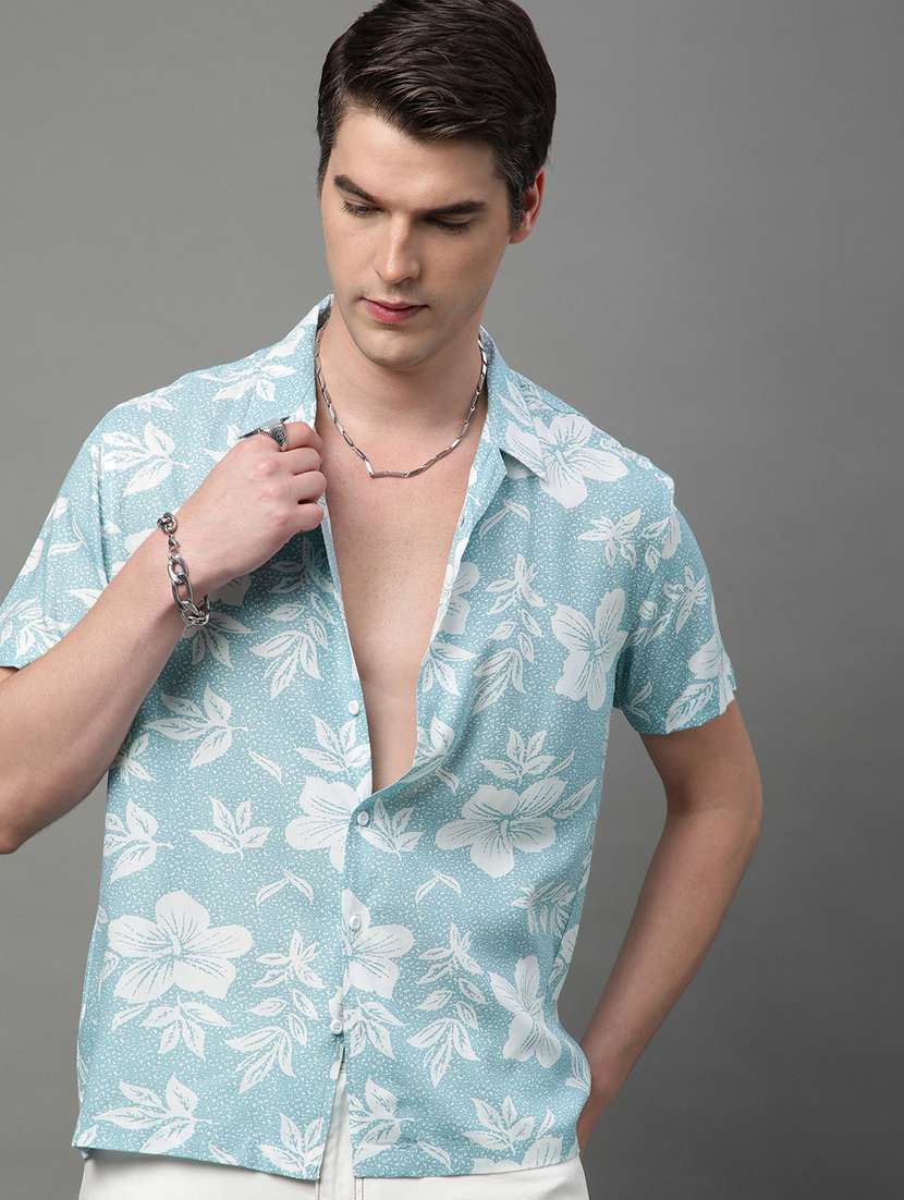 light blue rayon casual shirt - 21155987 - Standard Image - 4