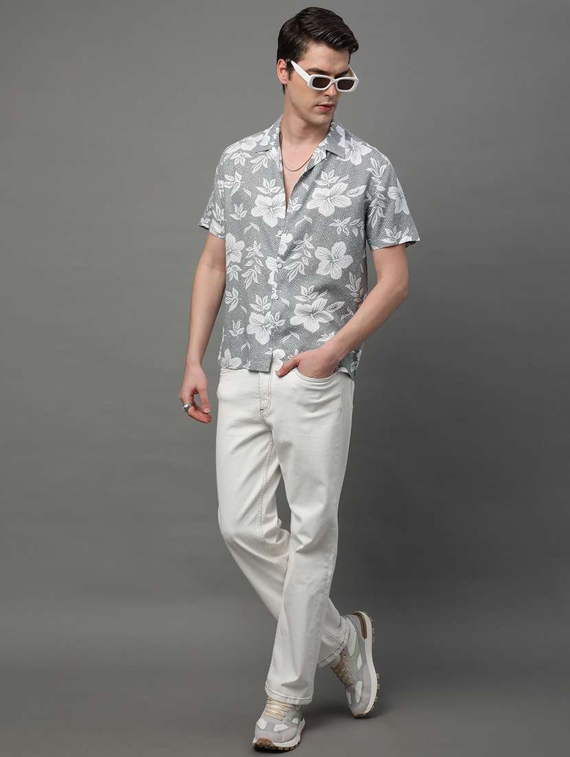 grey rayon casual shirt - 21155989 - Standard Image - 4