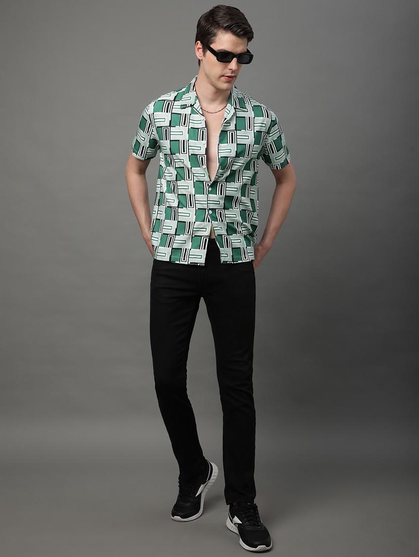 men green regular fit printed casual shirt - 21155995 - Standard Image - 4