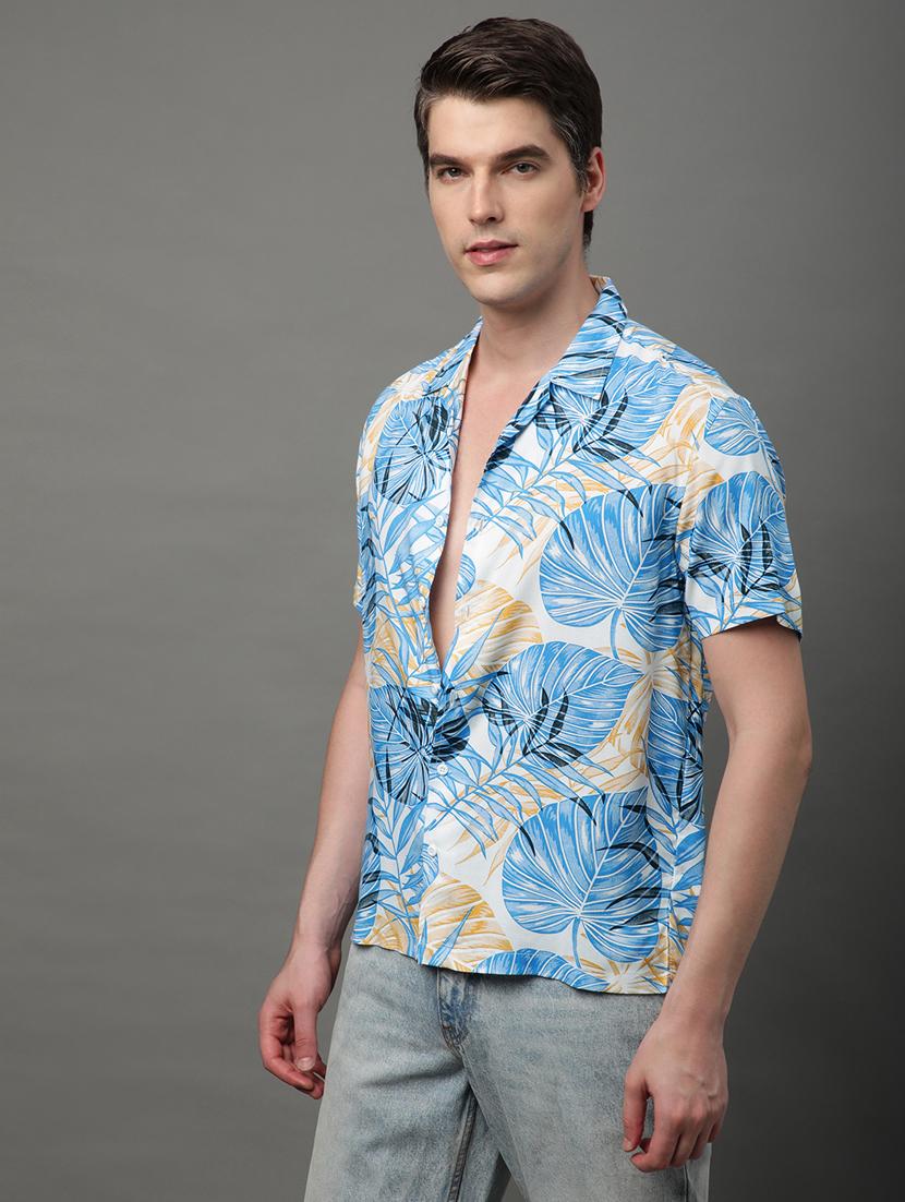 blue rayon casual shirt - 21156000 - Standard Image - 1