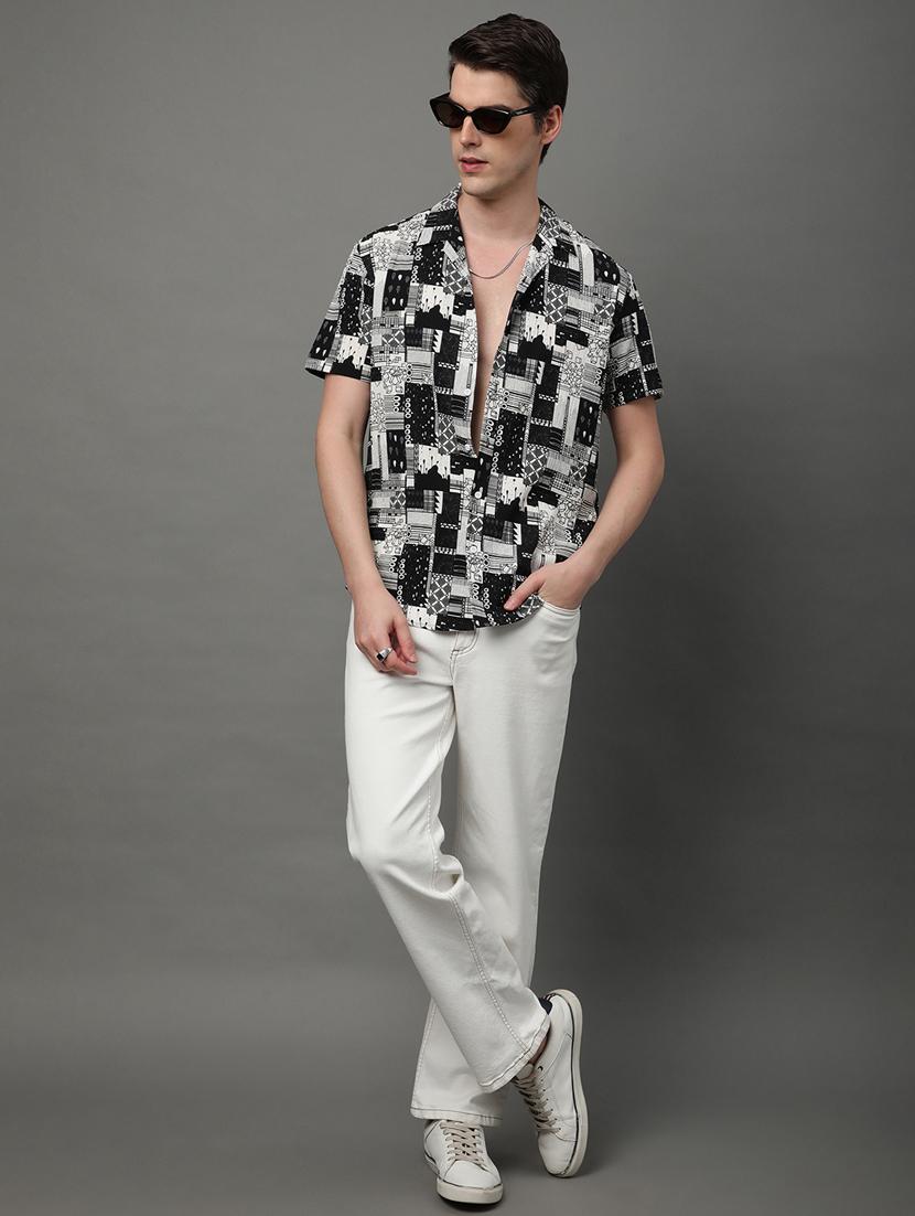 black cotton blend casual shirt - 21156012 - Standard Image - 4