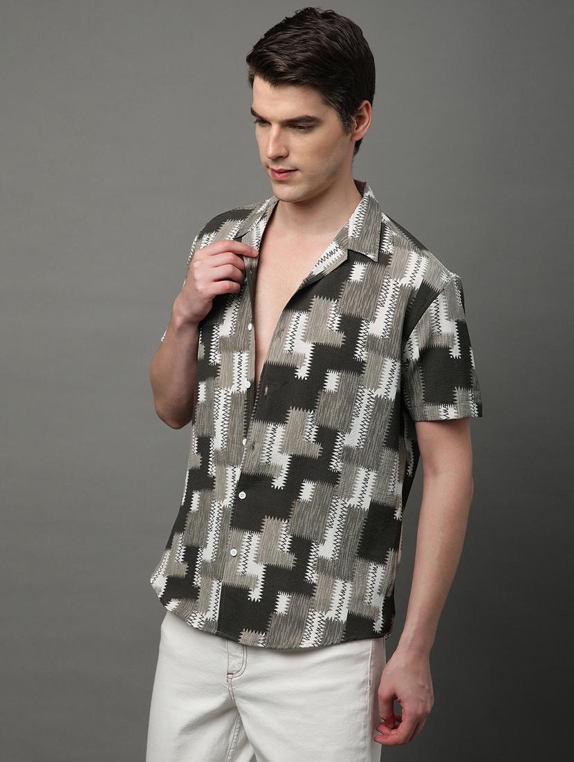 men printed casual shirt - 21156013 - Standard Image - 1