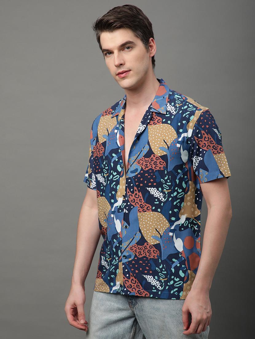blue rayon casual shirt - 21156024 -  Standard Image - 1