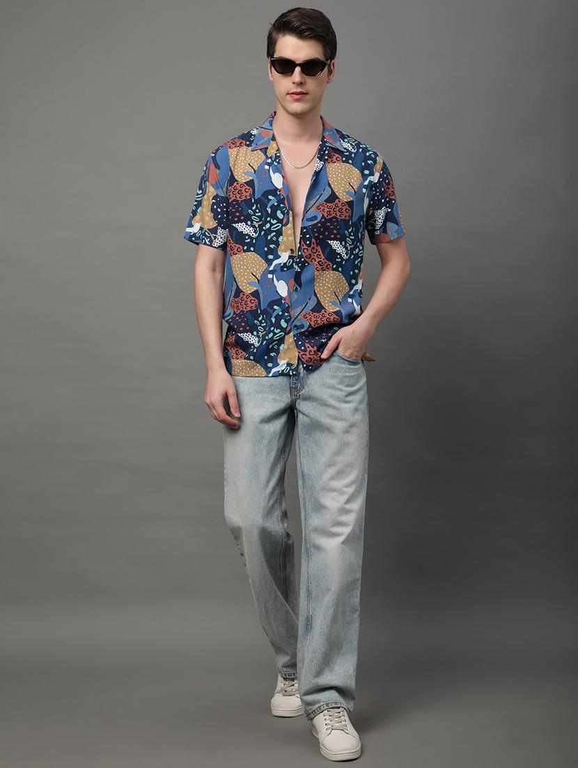 blue rayon casual shirt - 21156024 - Standard Image - 4