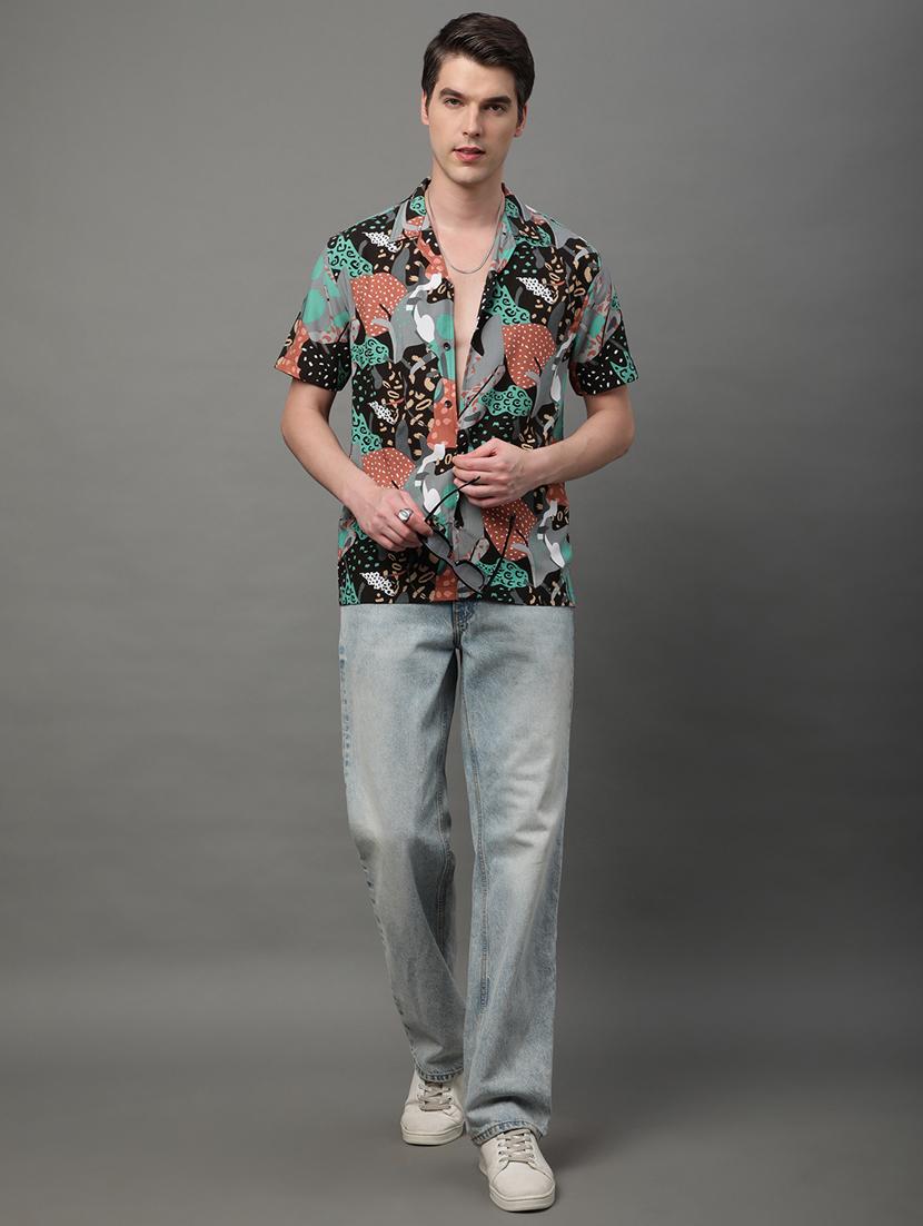 green rayon casual shirt - 21156025 - Standard Image - 4