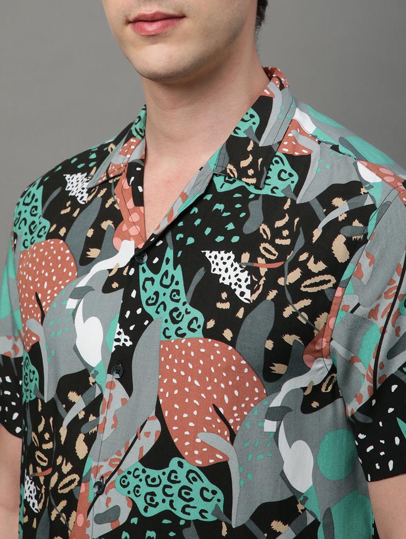 green rayon casual shirt - 21156025 - Standard Image - 6