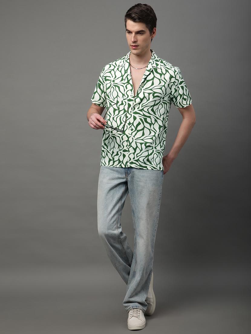 green rayon casual shirt - 21156029 - Standard Image - 4