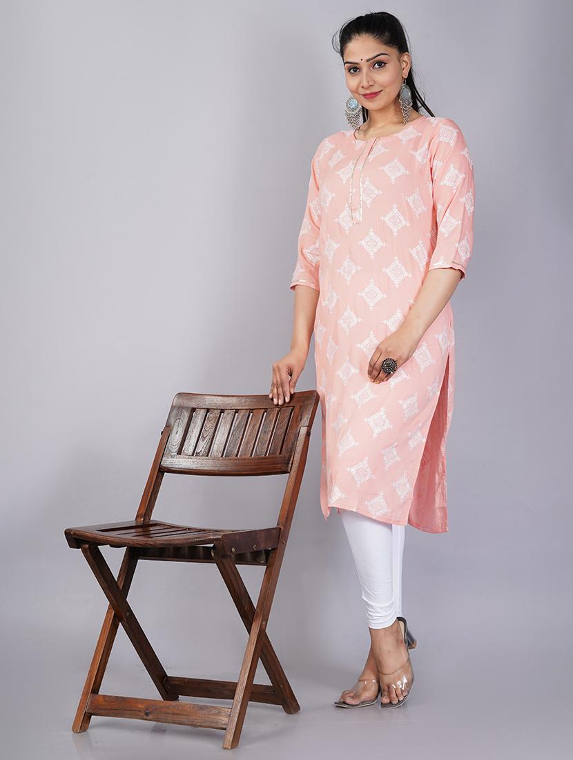 pink viscose straight kurta - 21157649 -  Standard Image - 1