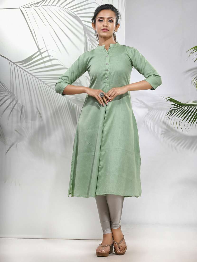 green cotton aline kurta