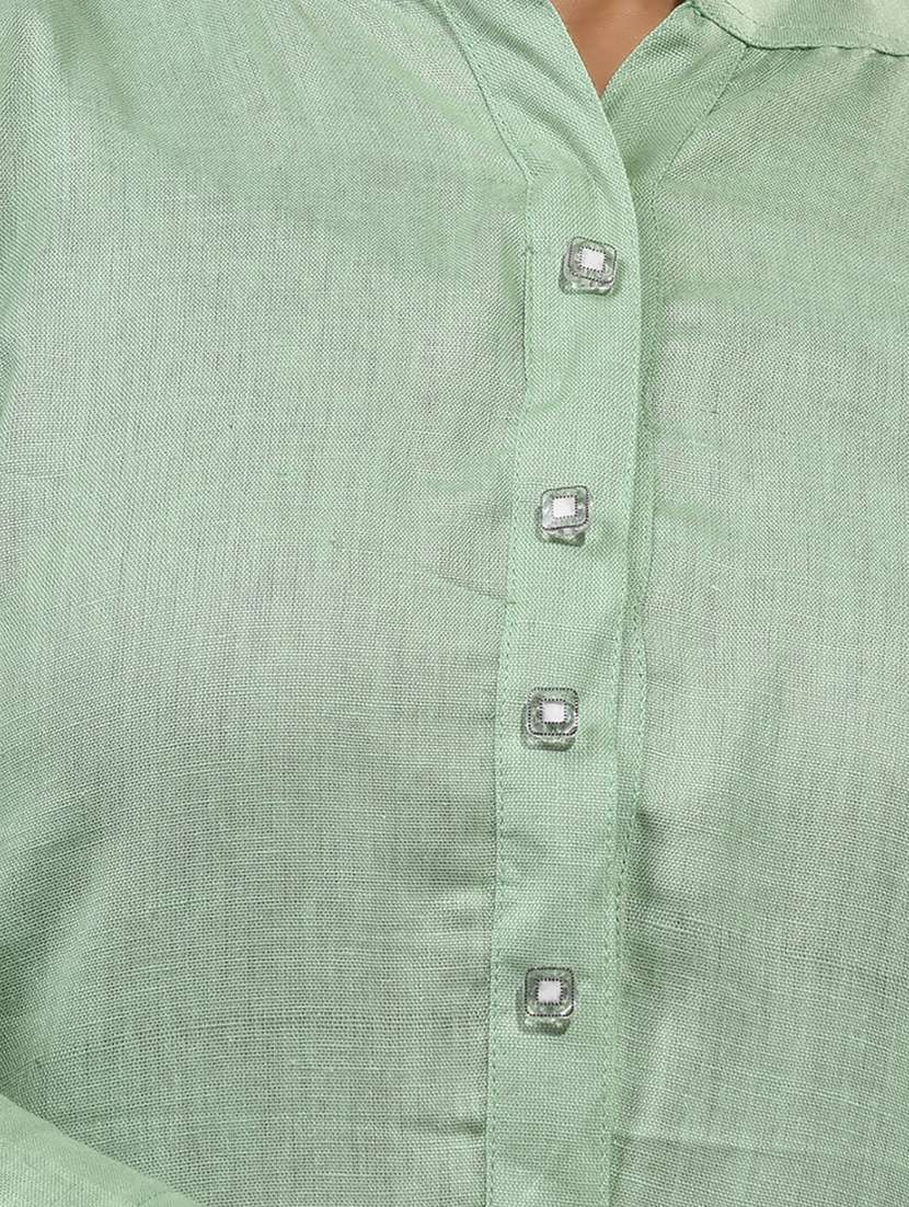 green cotton aline kurta - 21157666 -  Standard Image - 6