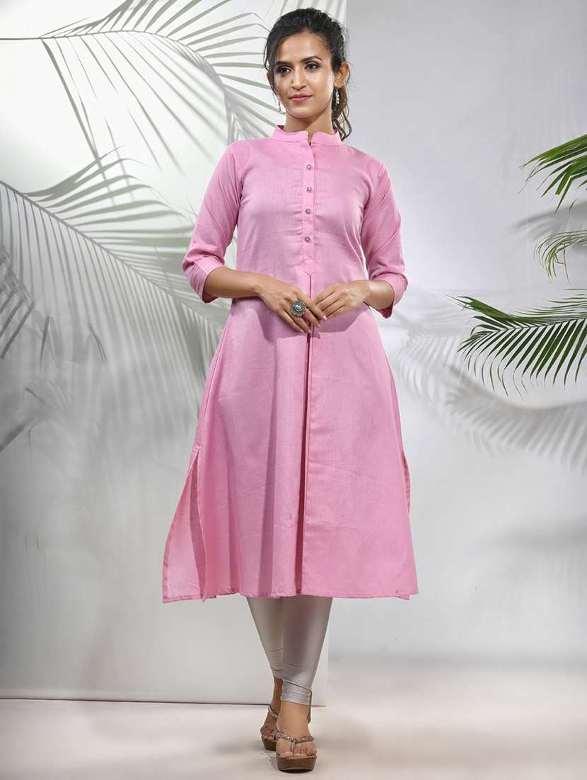 women solid color a-line kurta