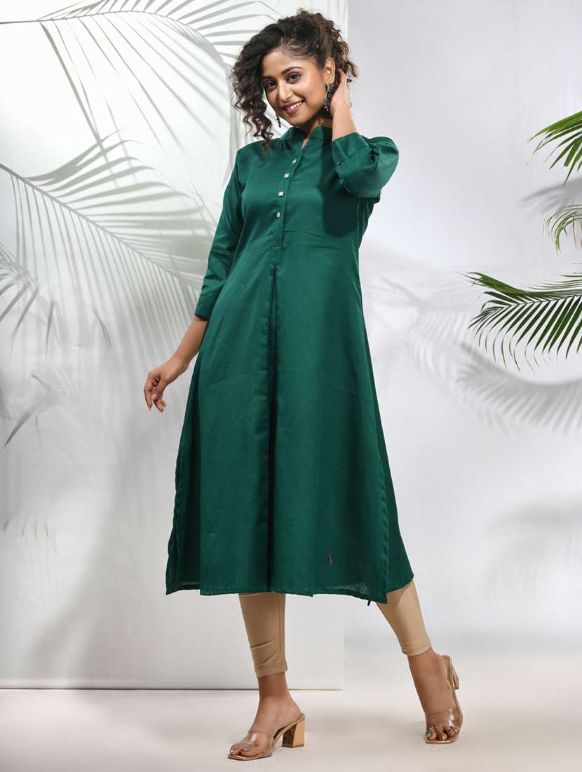 women solid color a-line kurta - 21157670 -  Standard Image - 1