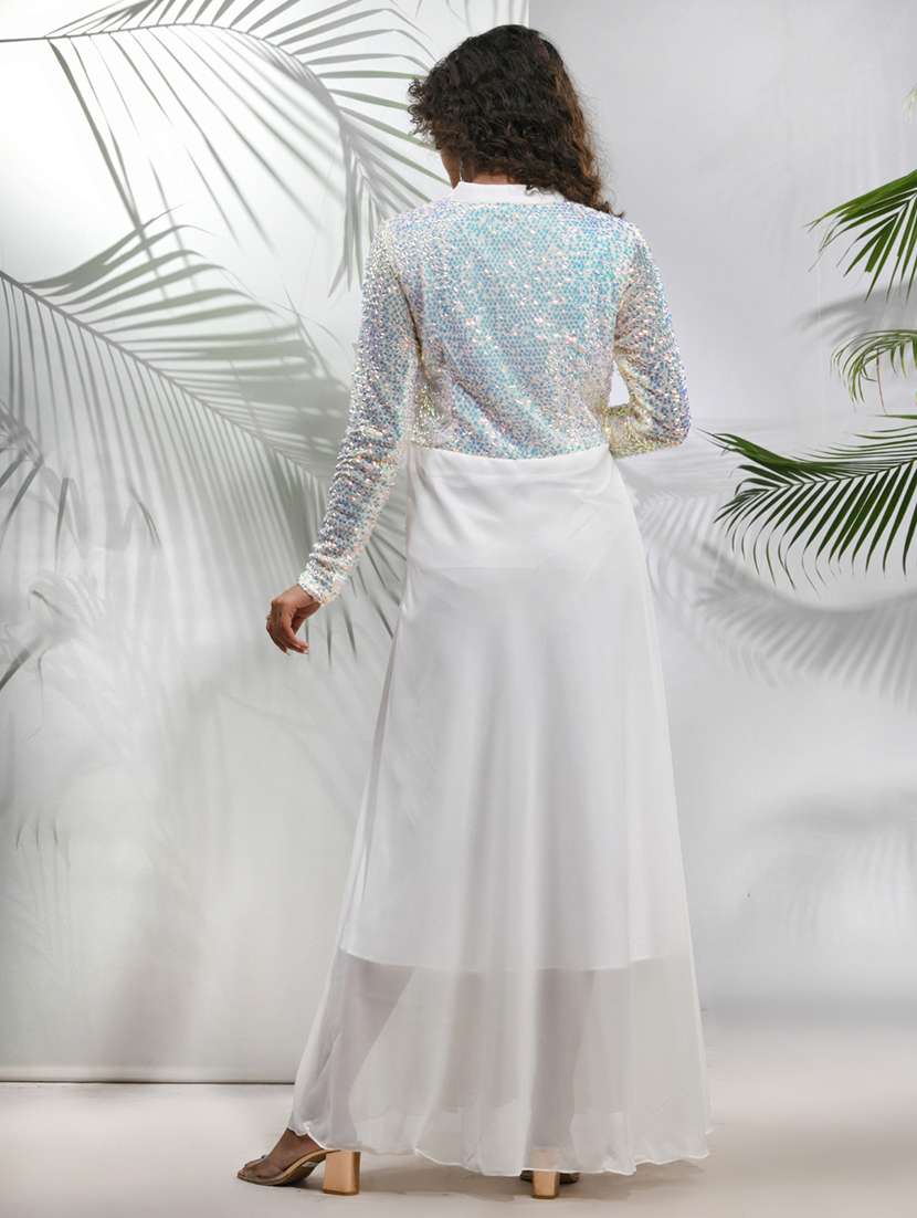 women white square neck fit & flare dress - 21157706 -  Standard Image - 4