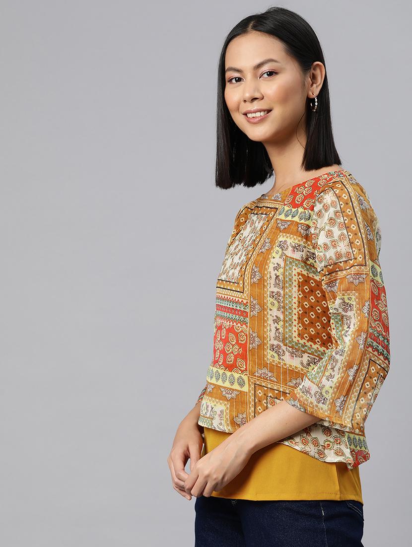 women printed layered top - 21158050 -  Standard Image - 1