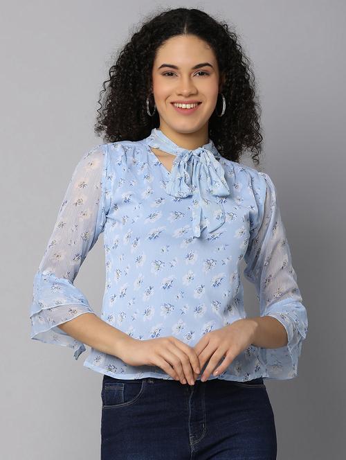 blue cotton regular top - 21158674 -  Standard Image - 0