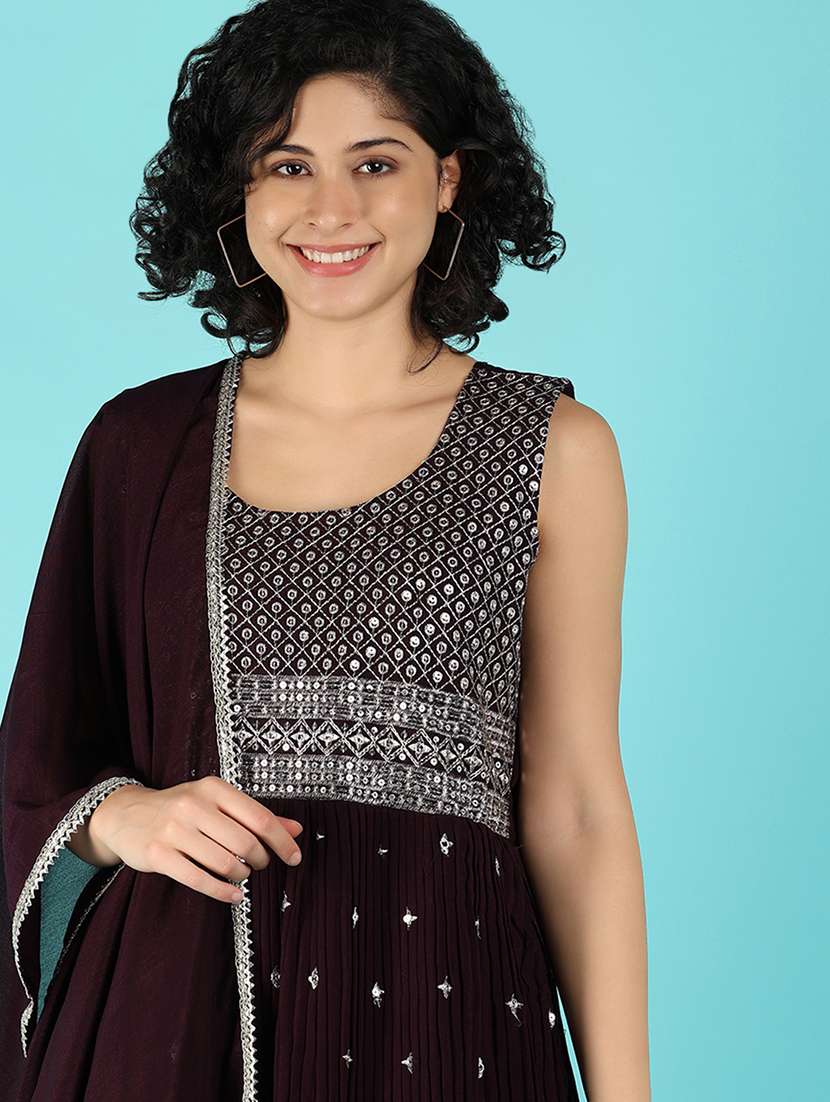 women brown kurta dupatta set - 21158725 -  Standard Image - 4