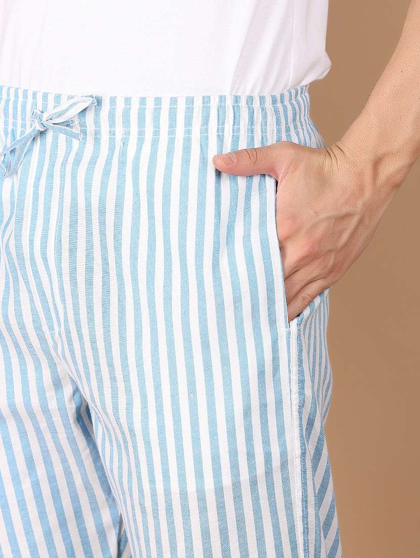 men mid rise striped flat front casual trouser - 21158967 -  Standard Image - 6