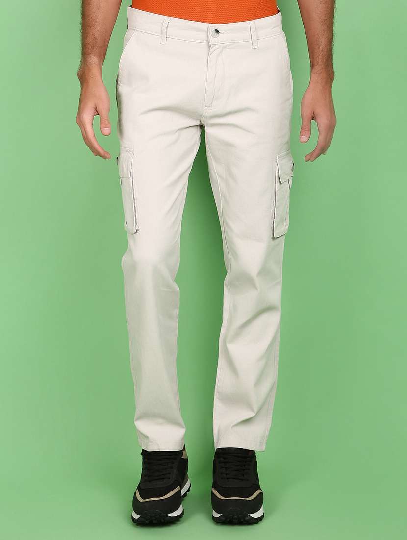 off white cotton blend cargo trouser