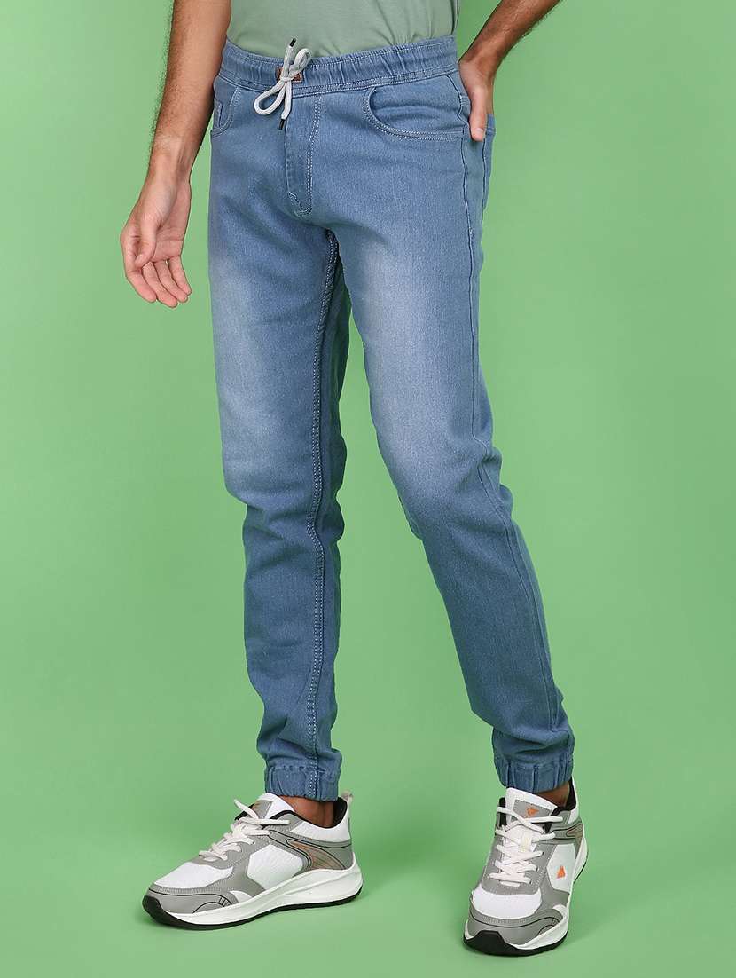 men solid mid rise jogger - 21159598 -  Standard Image - 1