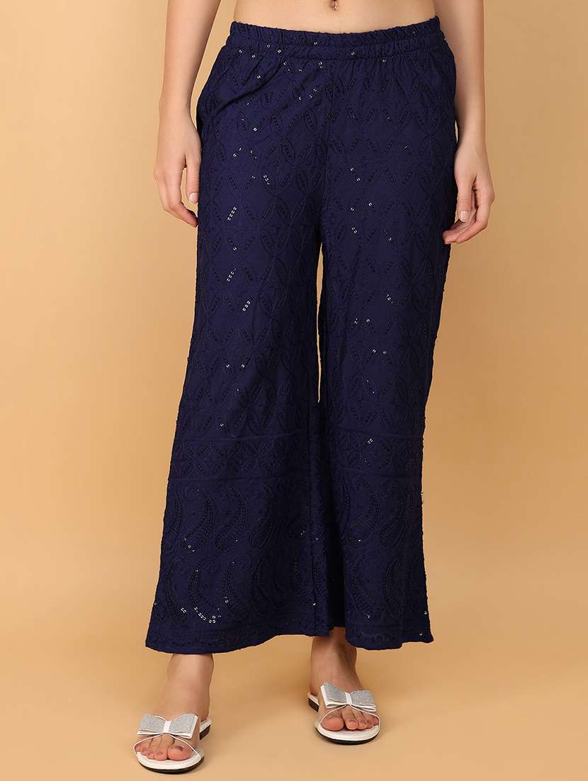 women blue rayon palazzo