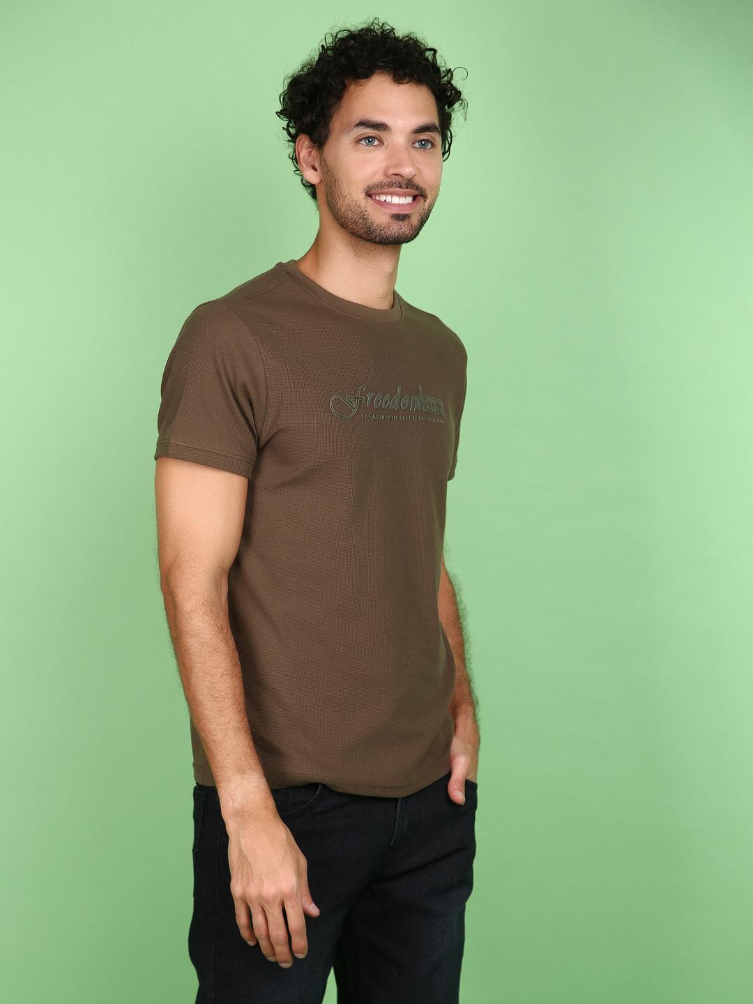 olive cotton front print tshirt - 21159638 - Standard Image - 1