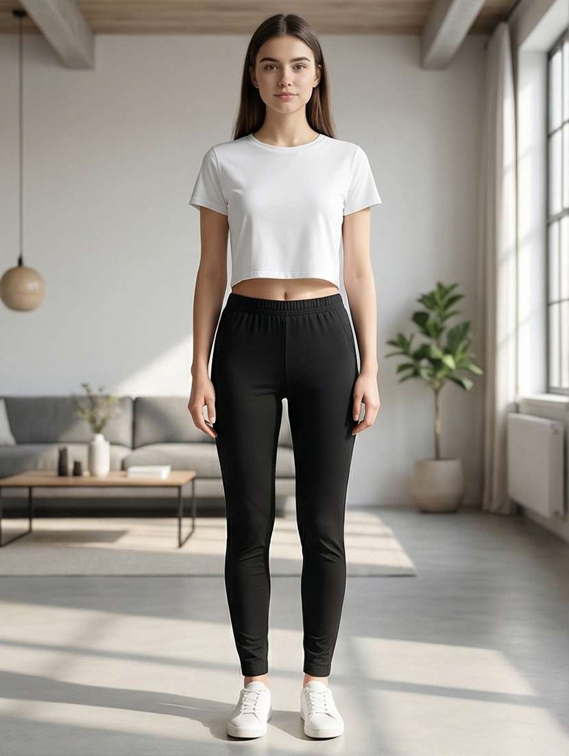 women solid mid rise ankle length leggings - 21159703 -  Standard Image - 1