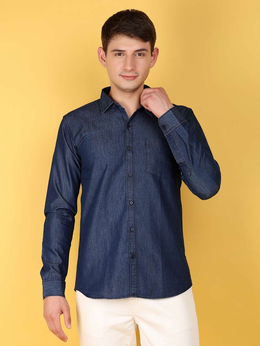 blue denim casual shirt