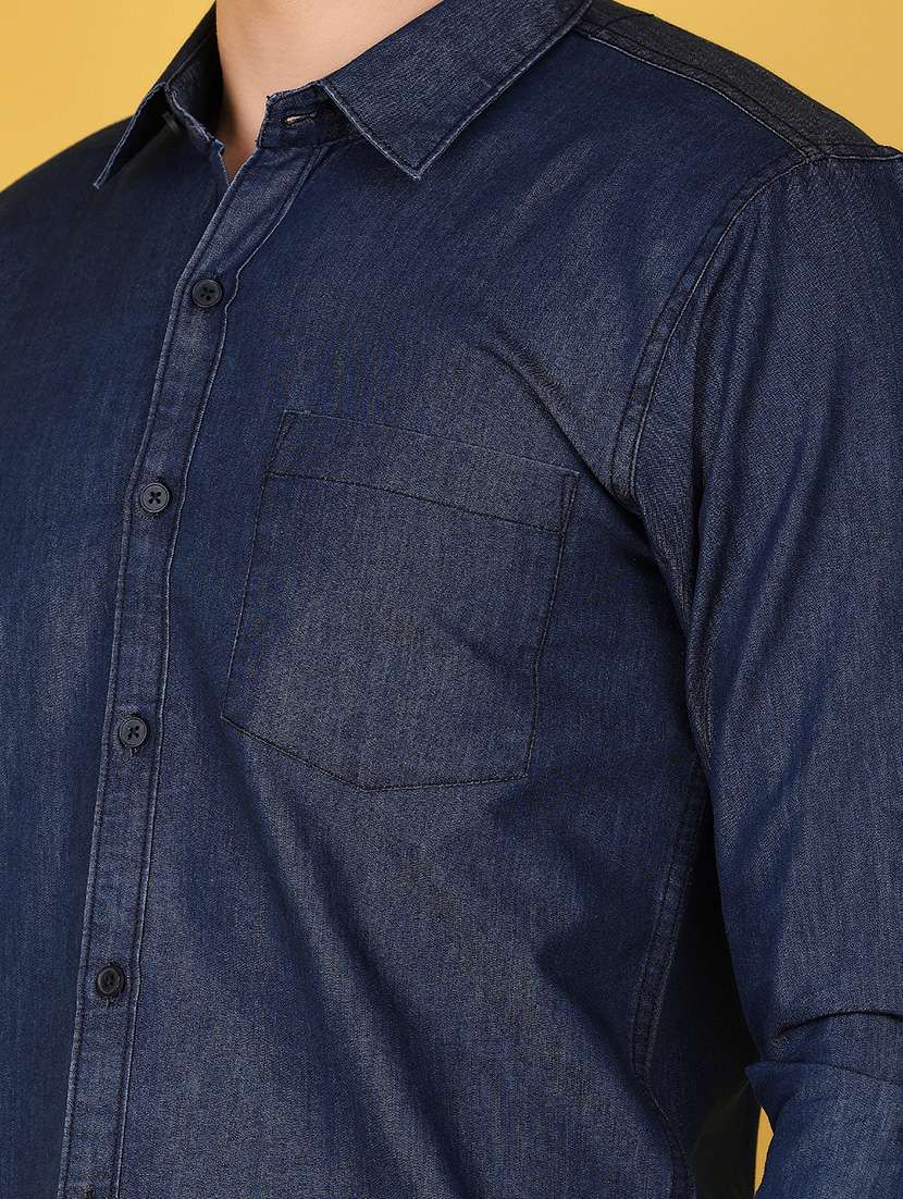 blue denim casual shirt - 21160273 -  Standard Image - 4