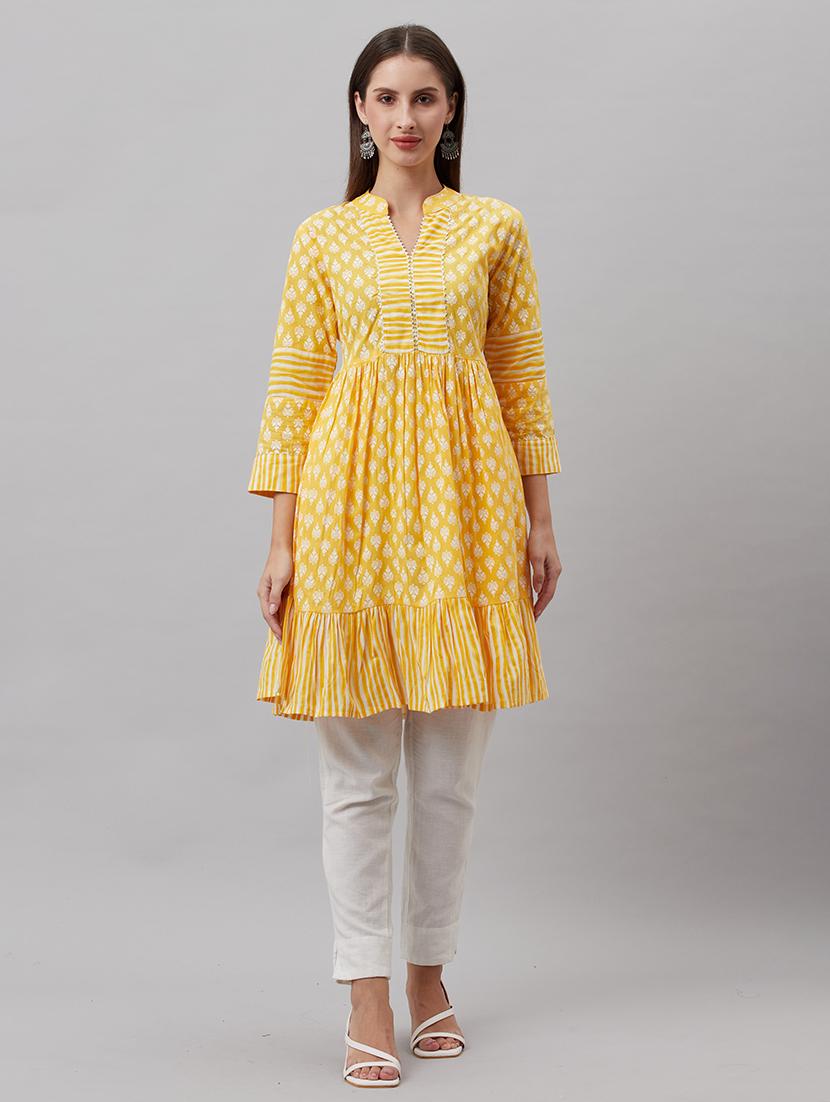 women three quarter sleeve tiered kurta - 21161180 - Zoom Image - 0
