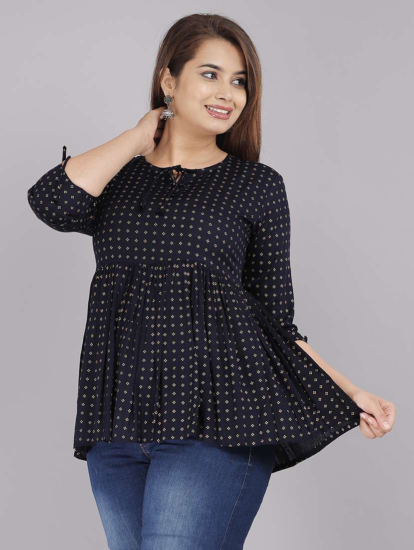 navy blue viscose straight kurti - 21161182 - Standard Image - 1