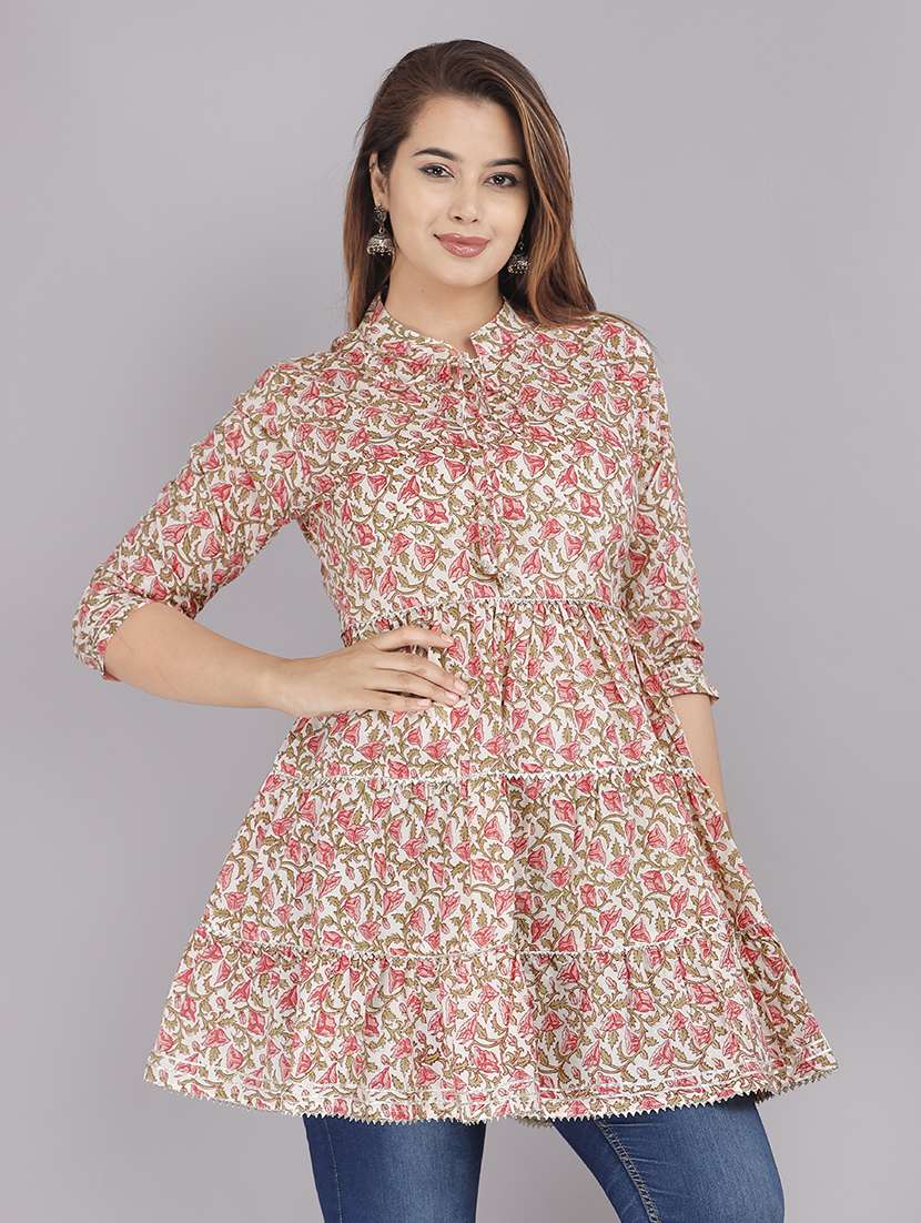 women printed flared kurti