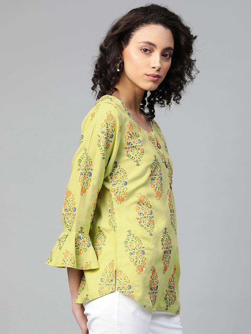 green viscose straight kurti - 21161209 - Standard Image - 1