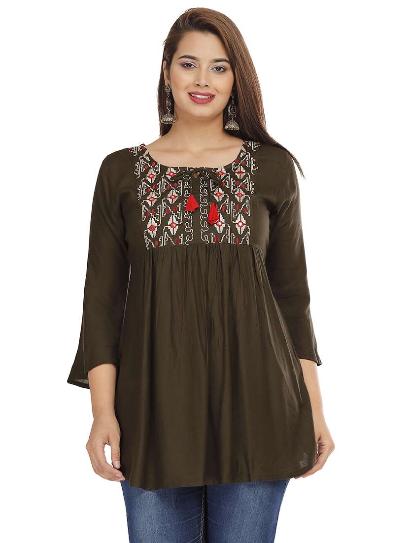 women embroidered a-line kurti - 21161227 - Standard Image - 1