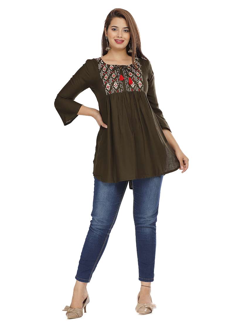 women embroidered a-line kurti - 21161227 - Standard Image - 4