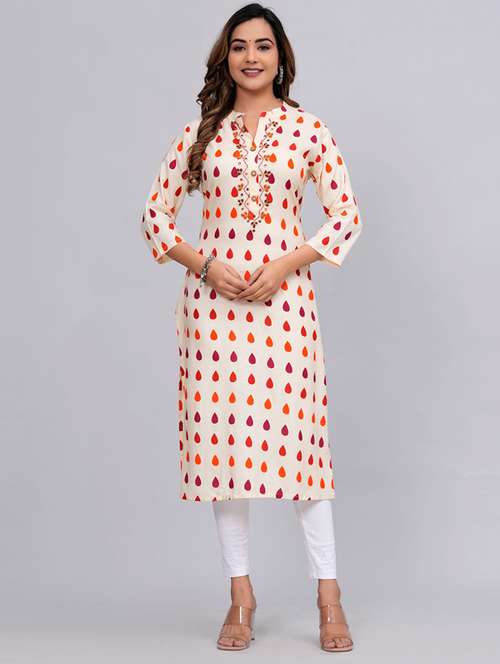 women three quarter sleeve straight kurta - 21161265 - Standard Image - 0
