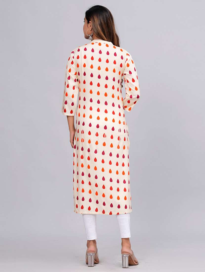 women three quarter sleeve straight kurta - 21161265 -  Standard Image - 1