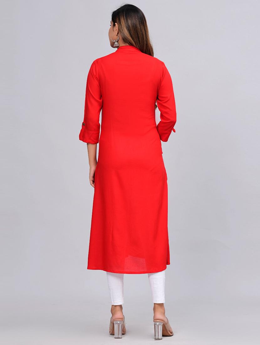women three quarter sleeve a-line kurta - 21161269 - Standard Image - 4