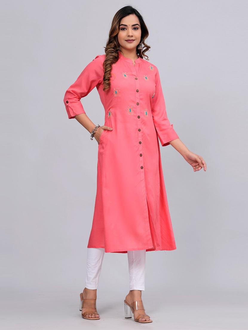 women three quarter sleeve a-line kurta - 21161271 -  Standard Image - 1