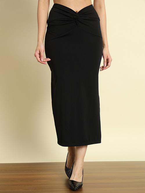 solid black polyester straight skirt - 21161289 - Standard Image - 0