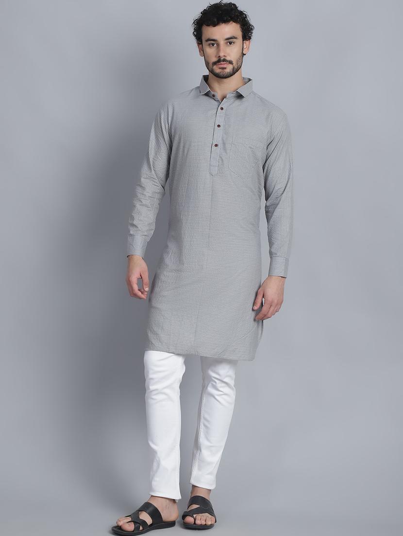 men striped long sleeves pathani kurta - 21162007 -  Zoom Image - 0