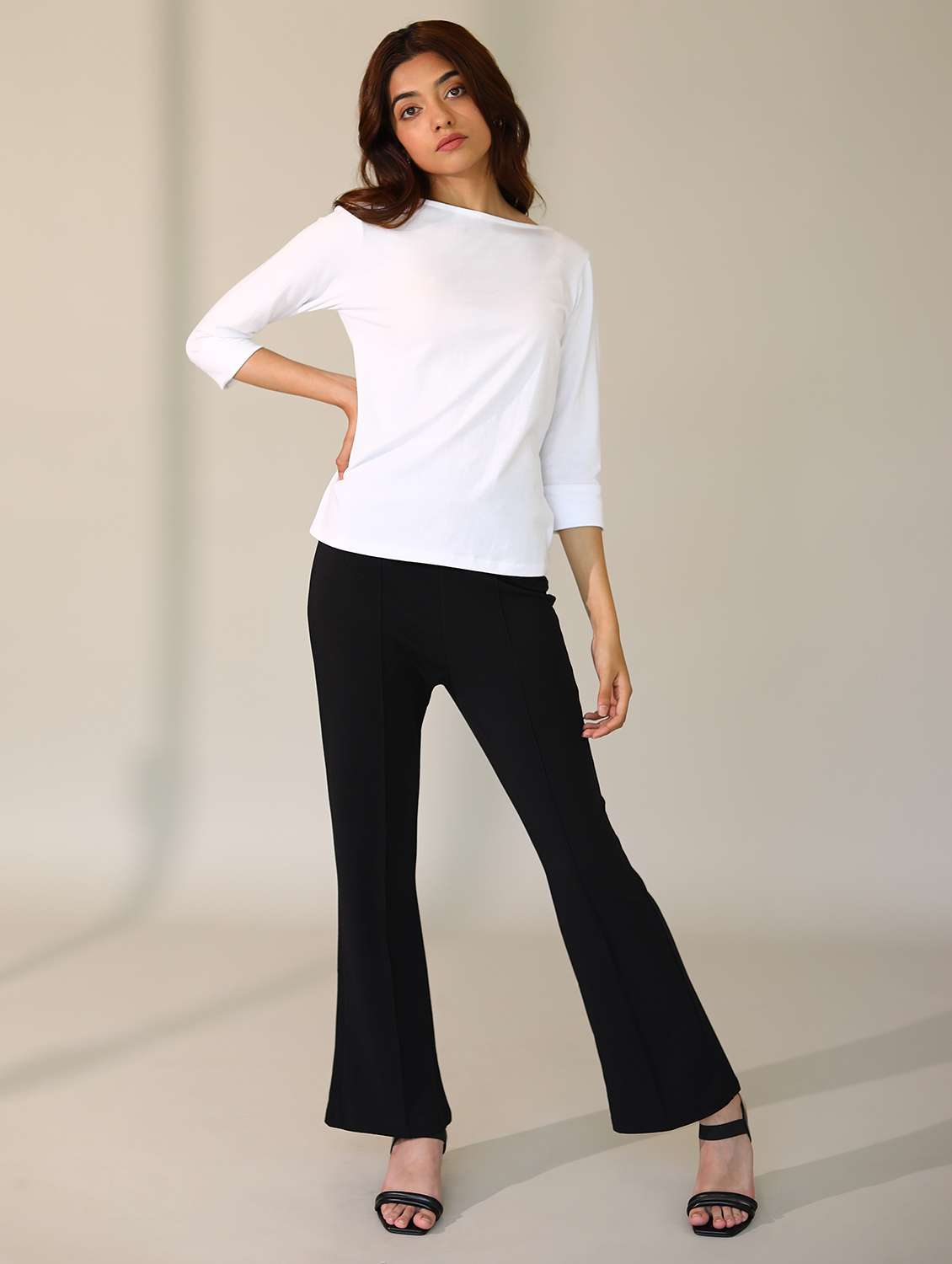 women solid three quarter sleeves t-shirt - 21164623 -  Standard Image - 1